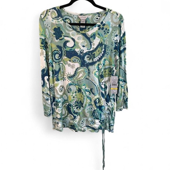 Multiples Tops - Multiples multicolor paisley print top blouse drawstring front tie waist size M